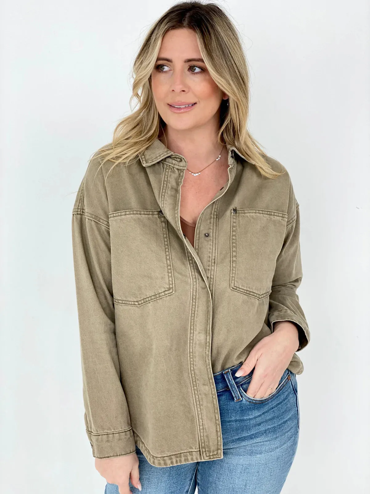 Solid Cotton Twill Shacket