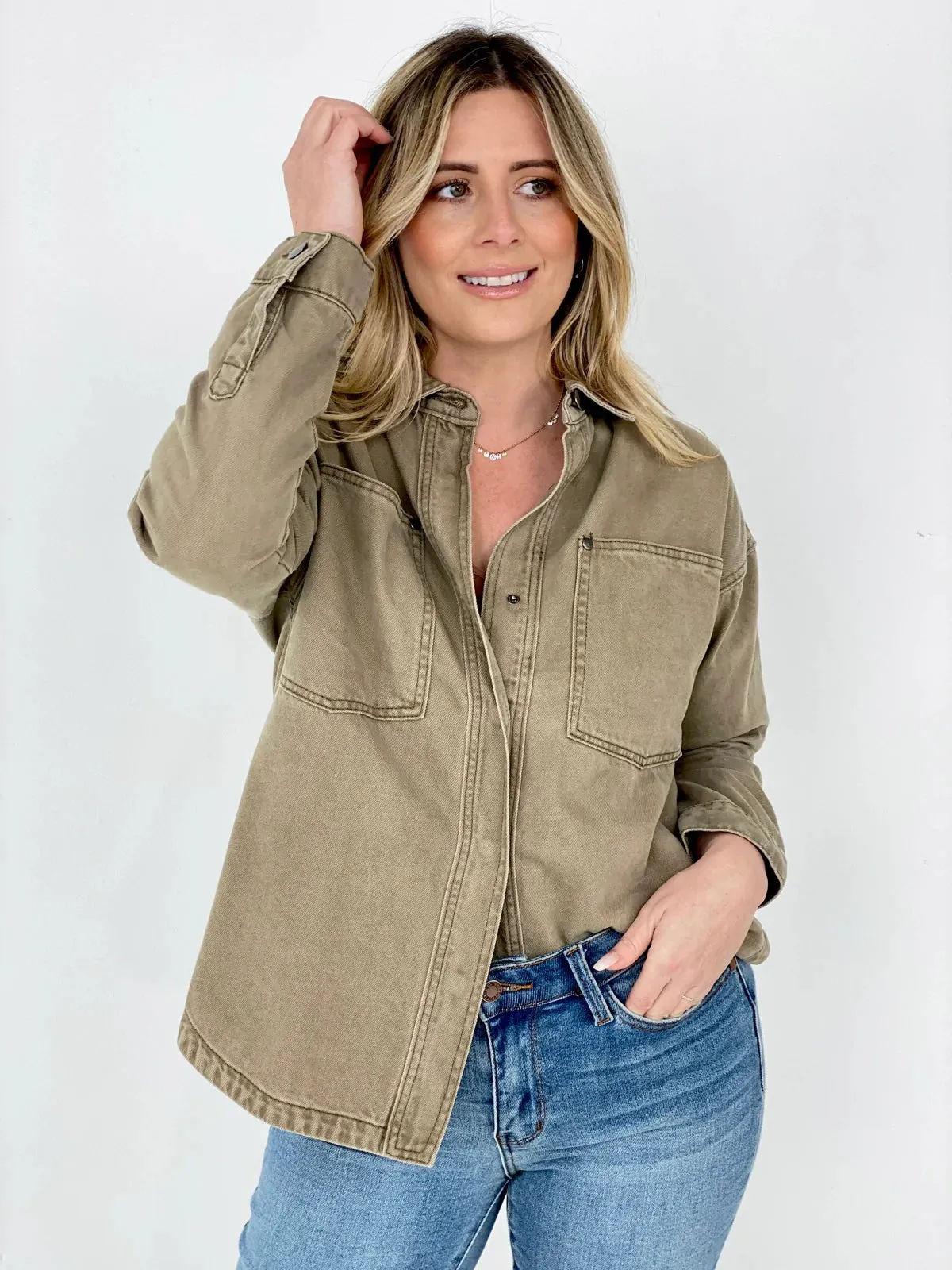 Solid Cotton Twill Shacket