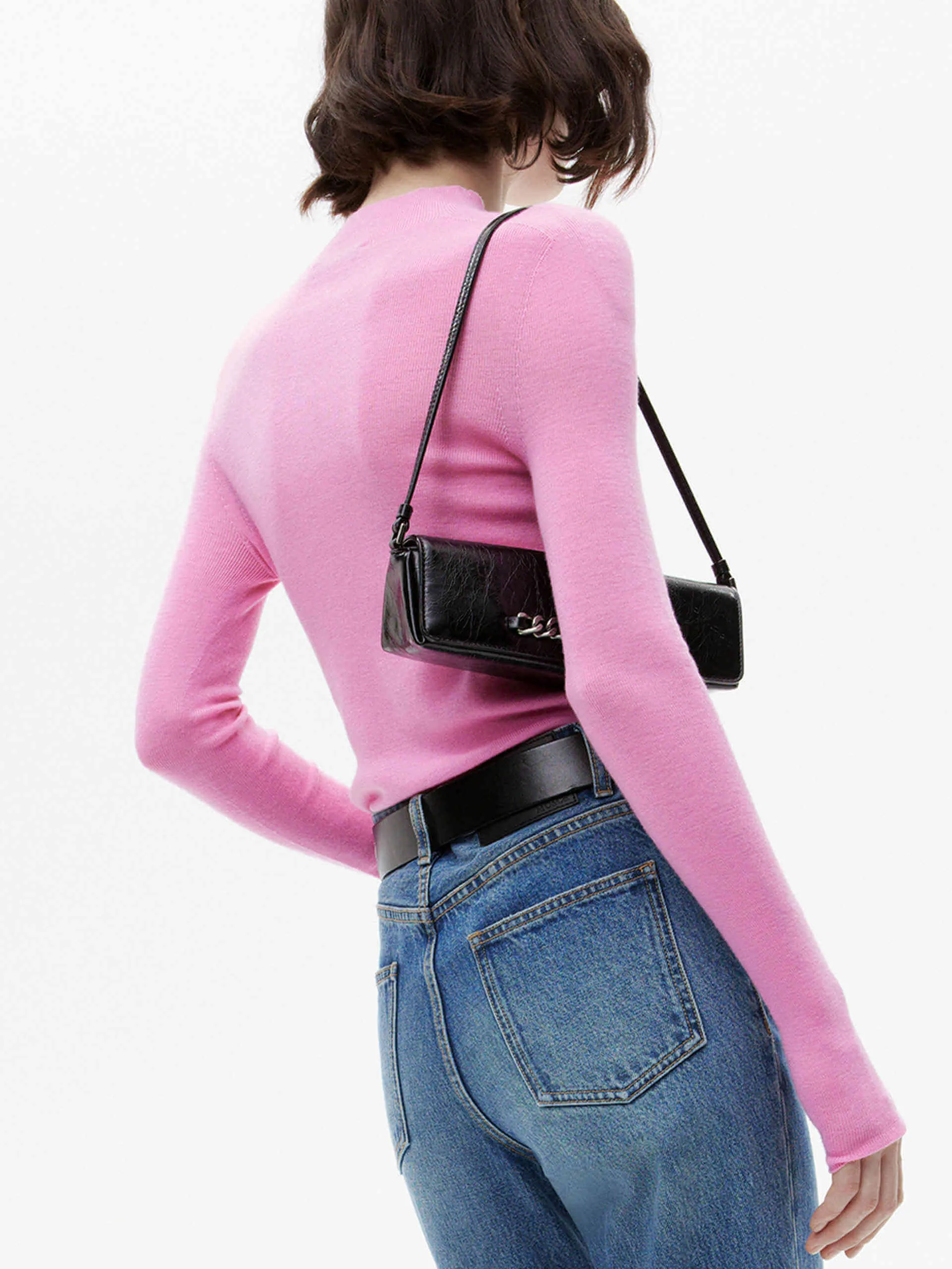 Stand Collar Wool Knitted Top