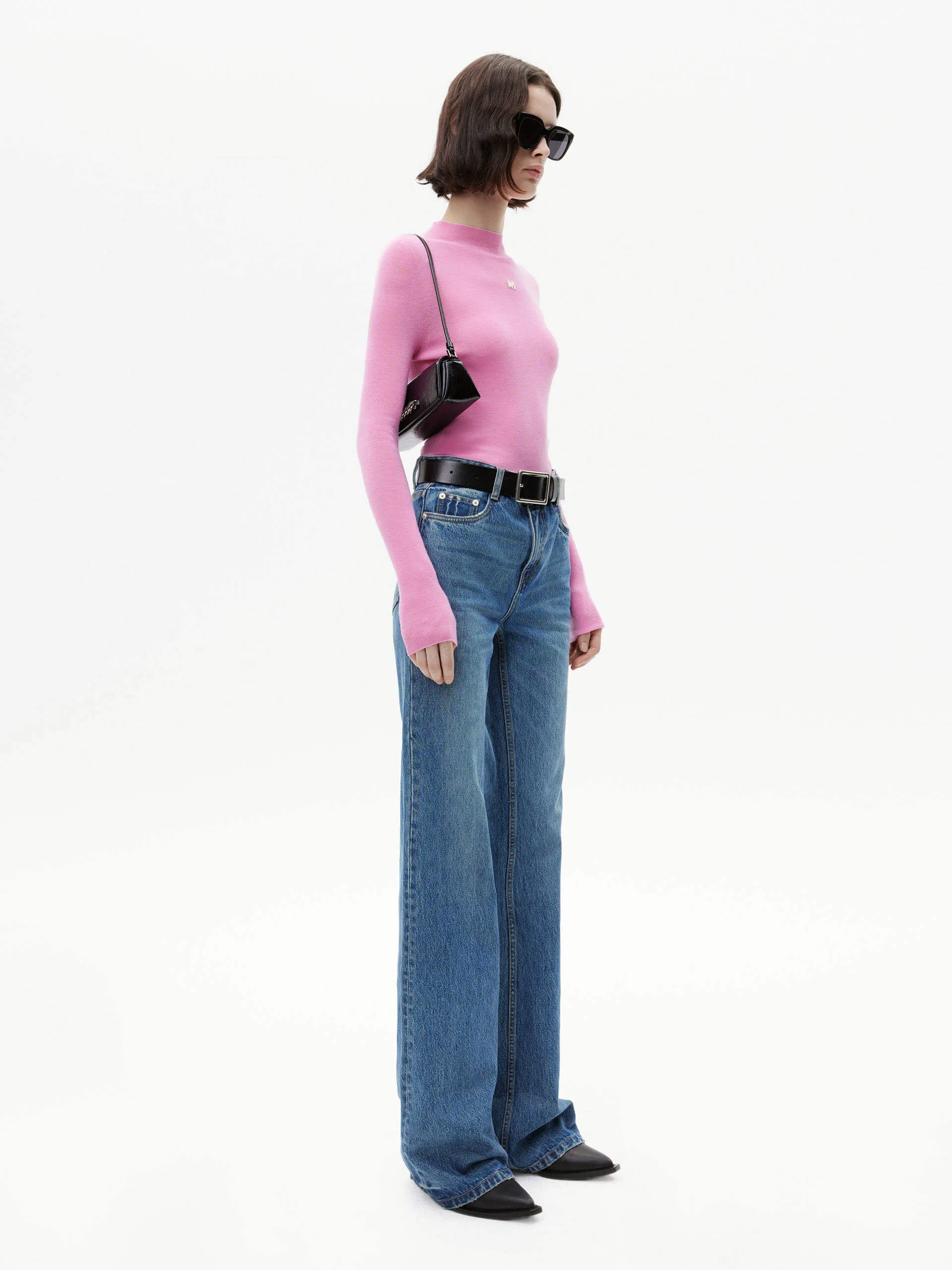 Stand Collar Wool Knitted Top