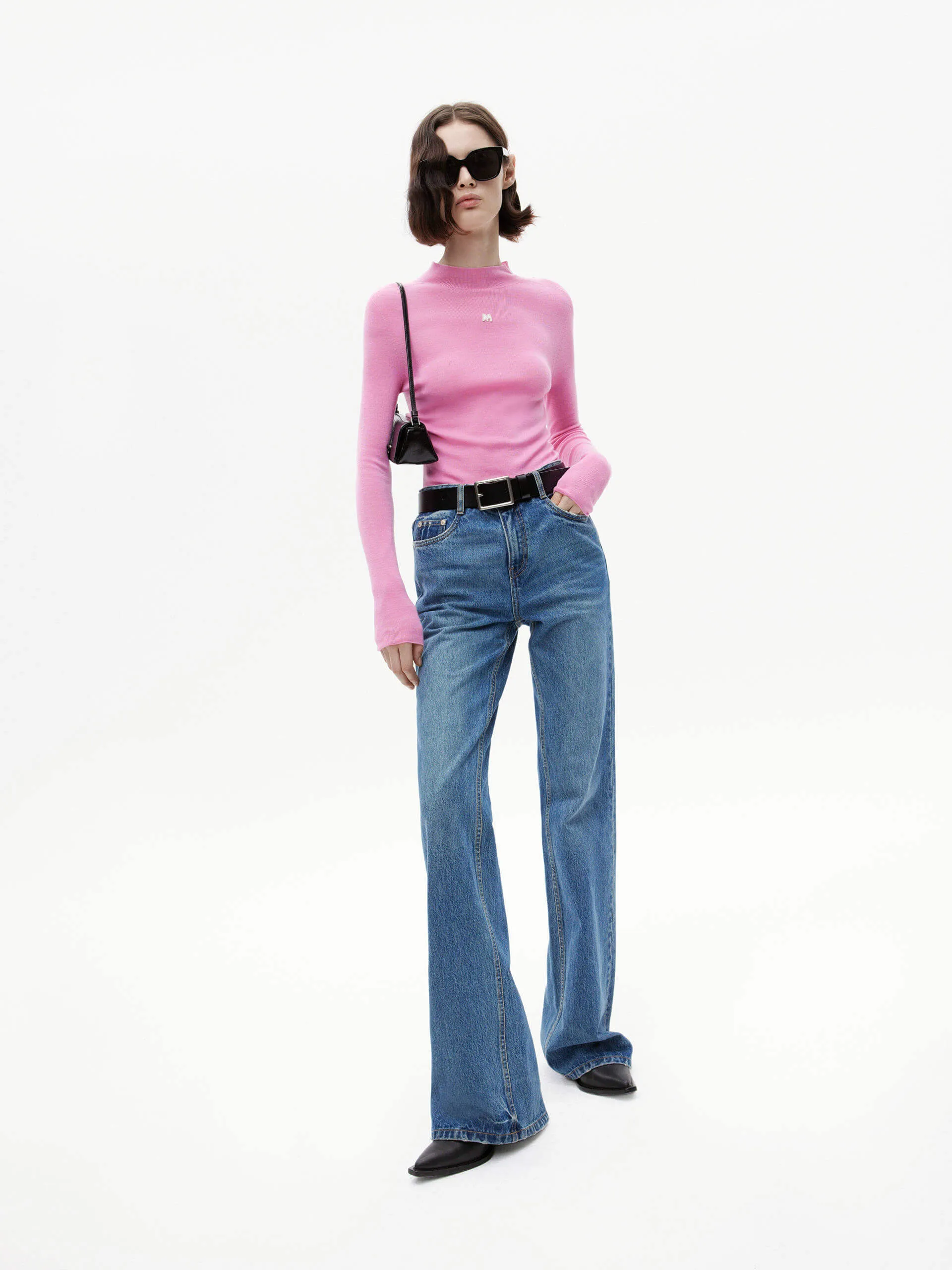 Stand Collar Wool Knitted Top