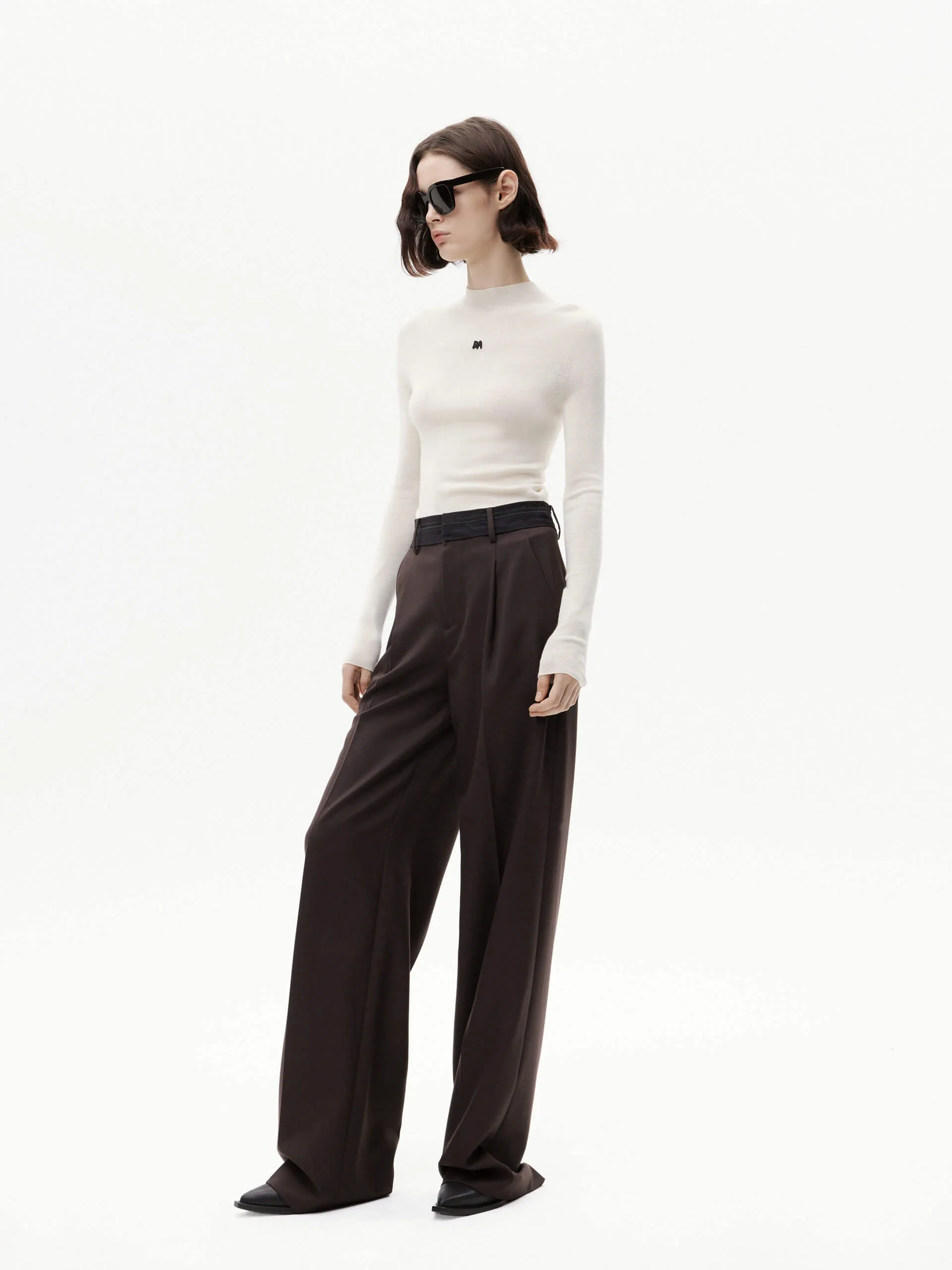 Stand Collar Wool Knitted Top