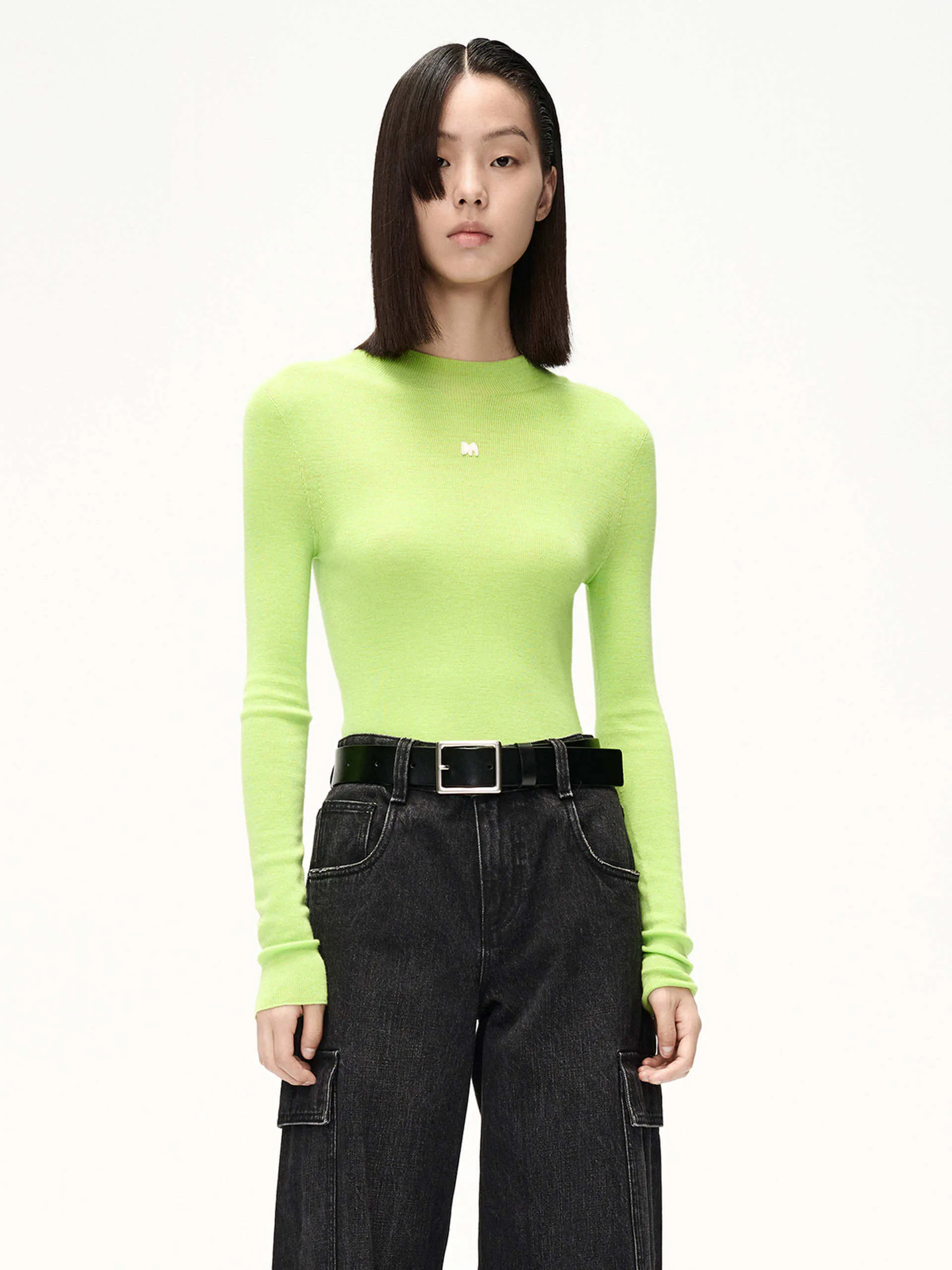 Stand Collar Wool Knitted Top