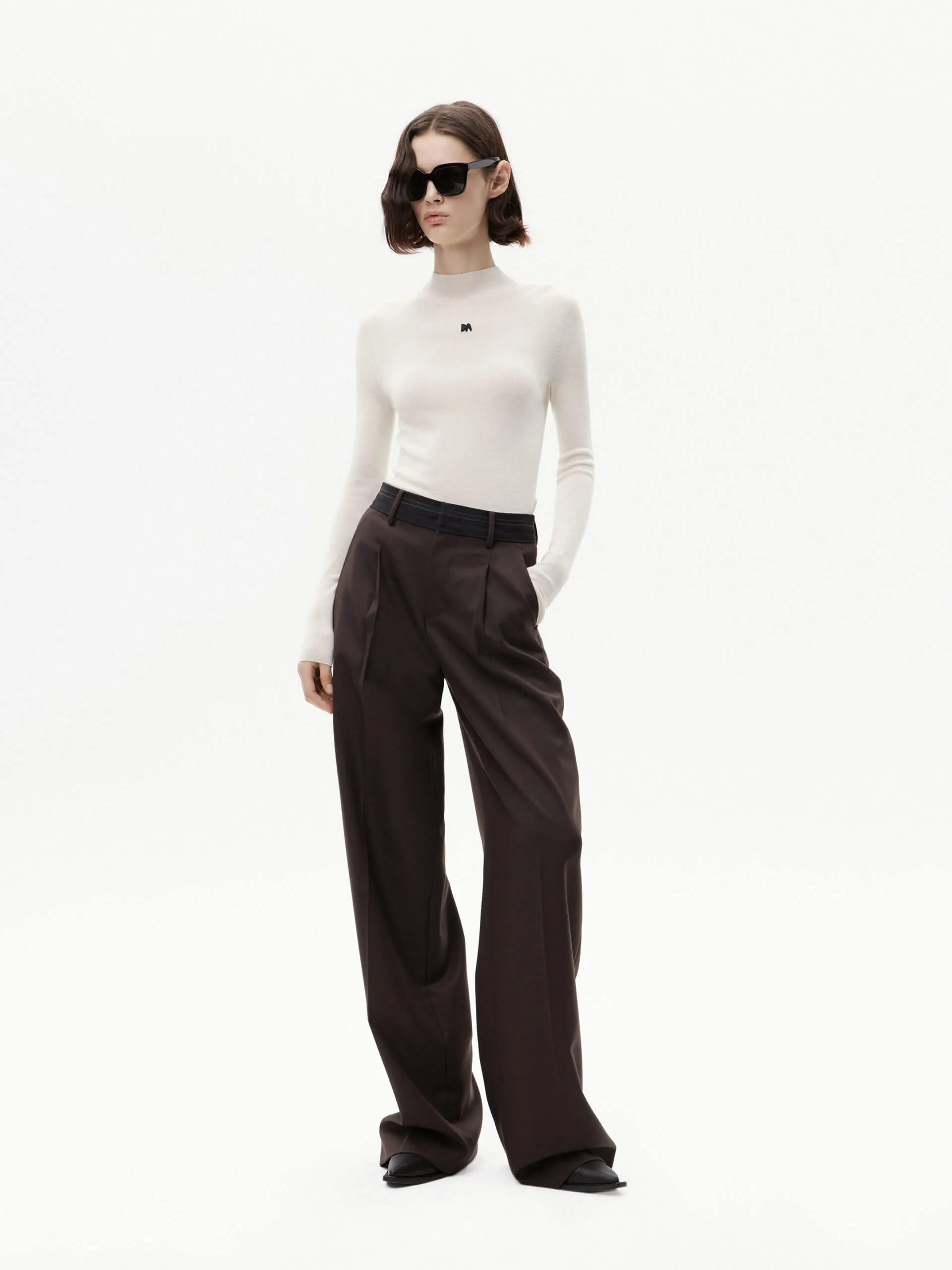 Stand Collar Wool Knitted Top