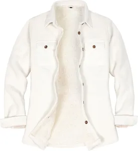 ThCreasa Womens Sherpa Fleece Lined Flannel Shirt Jacket Warm Button Up Plaid Shirt Jac (Sherpa Fleece Throughout)