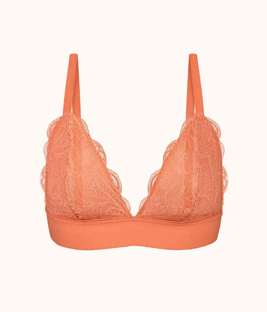 The Long-Lined Lace Bralette: Terracotta