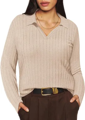 TIYOMI Plus Size Polo Shirts Knitted Long Sleeve Tops for Women XL-5XL