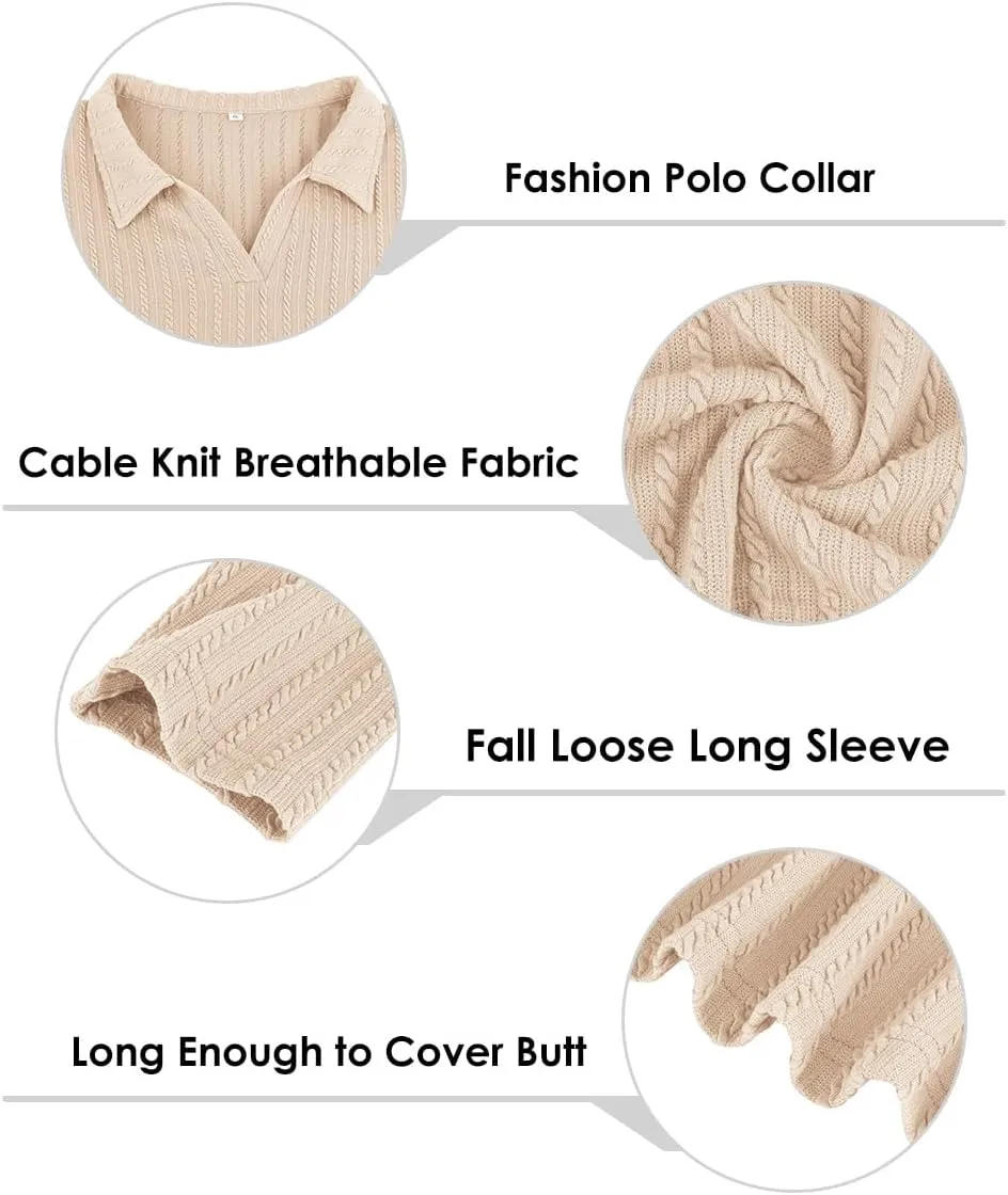 TIYOMI Plus Size Polo Shirts Knitted Long Sleeve Tops for Women XL-5XL