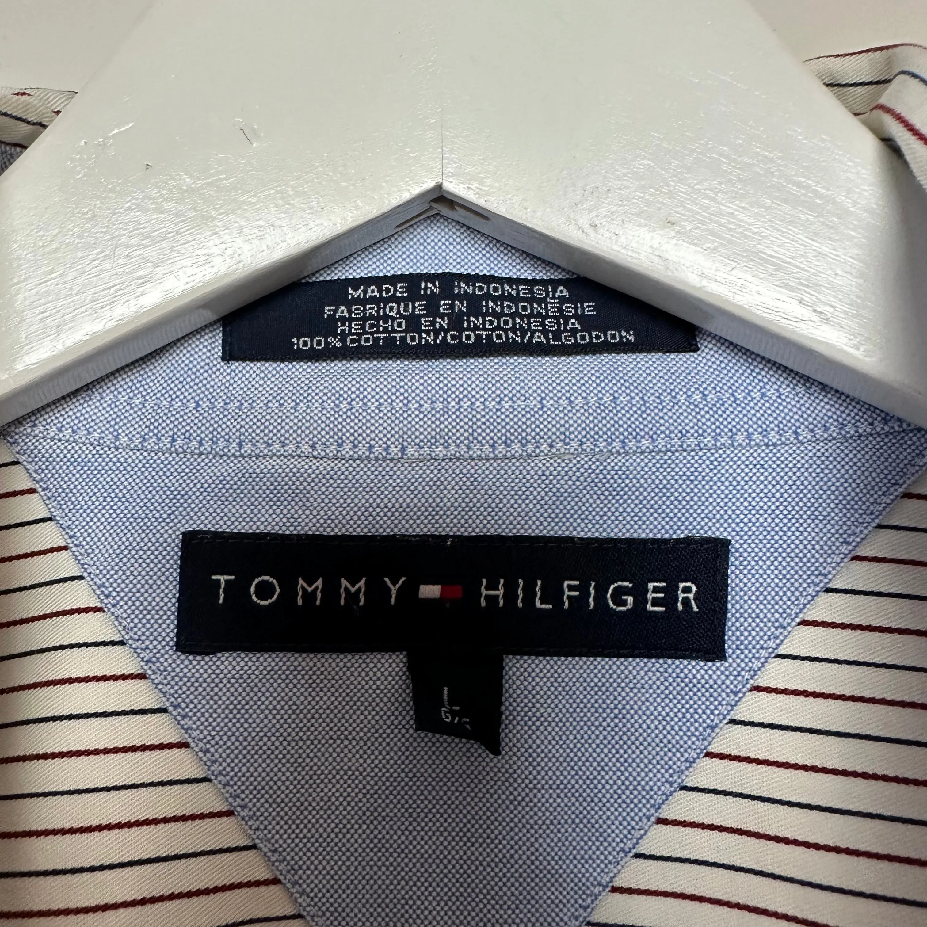 Tommy Hilfiger Striped Button Down Shirt Cotton Large