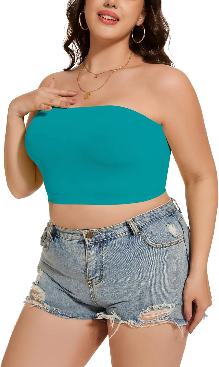 Tube Tops for Women Summer Crop Top Basic Casual Bandeau Going Out Strapless Short Shirt