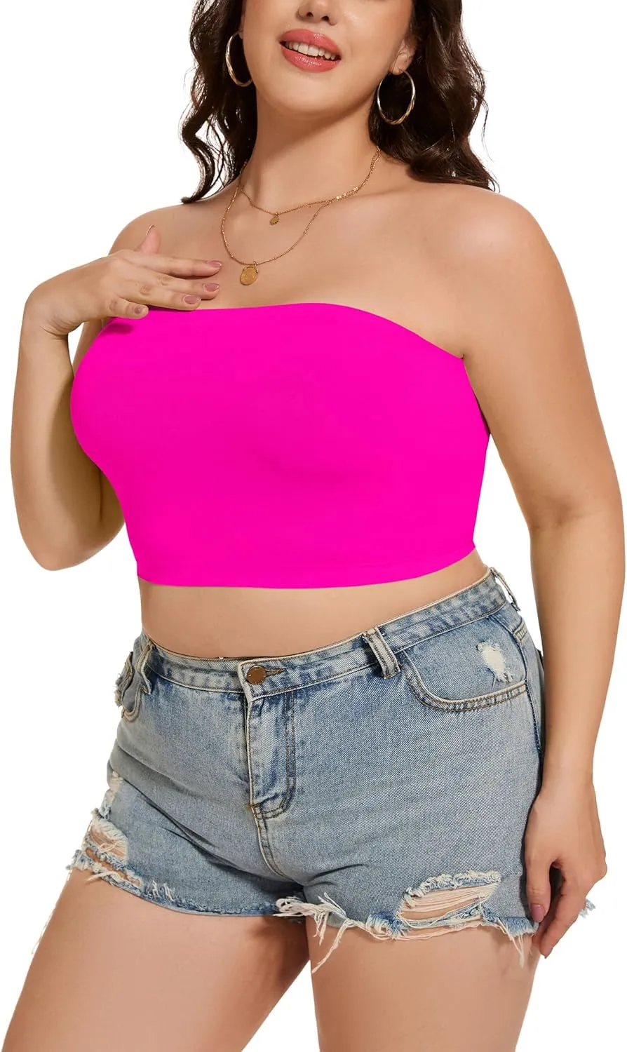 Tube Tops for Women Summer Crop Top Basic Casual Bandeau Going Out Strapless Short Shirt