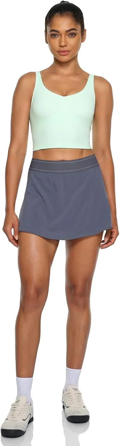 Ukaste Women's Petite Lightweight Mini Athletic Skirt 12.5" - Juniors' Tennis Pickleball Skorts with Pocketed Shorts