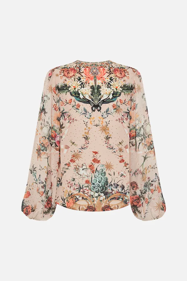 V-NECK BLOUSON SLEEVE BLOUSE