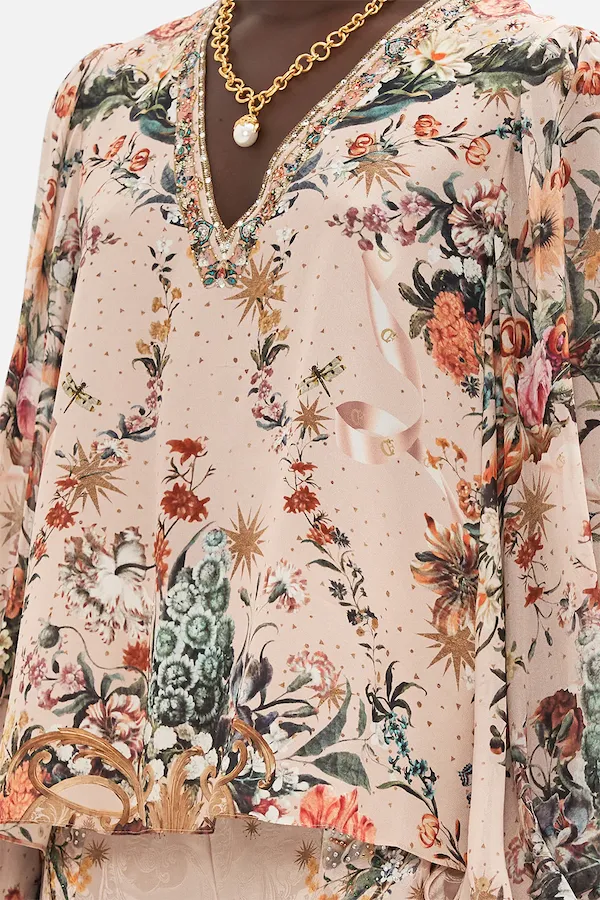 V-NECK BLOUSON SLEEVE BLOUSE