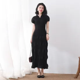 V-neck Pleated 2 Pieces Skirt