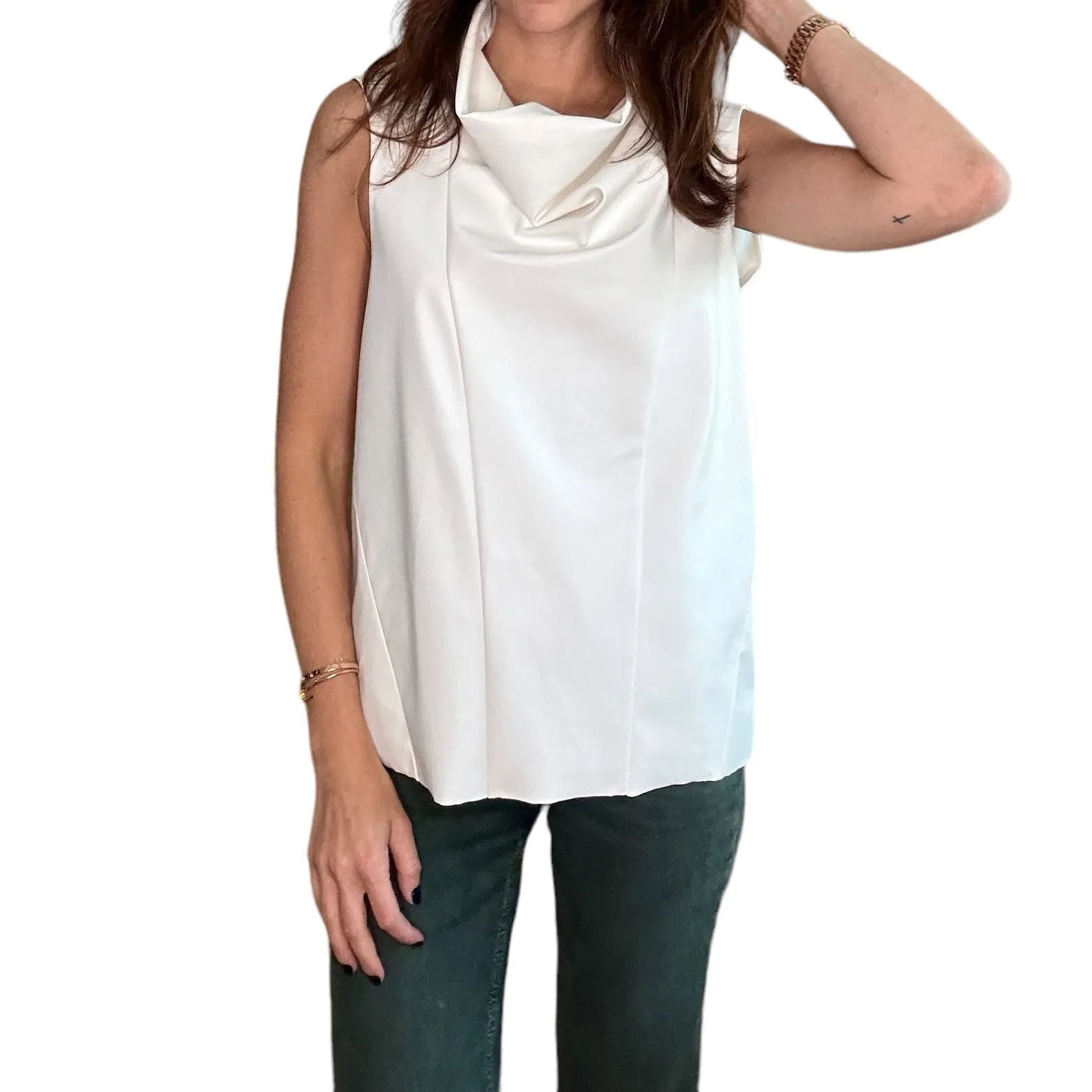 White Faux-Leather Top - M