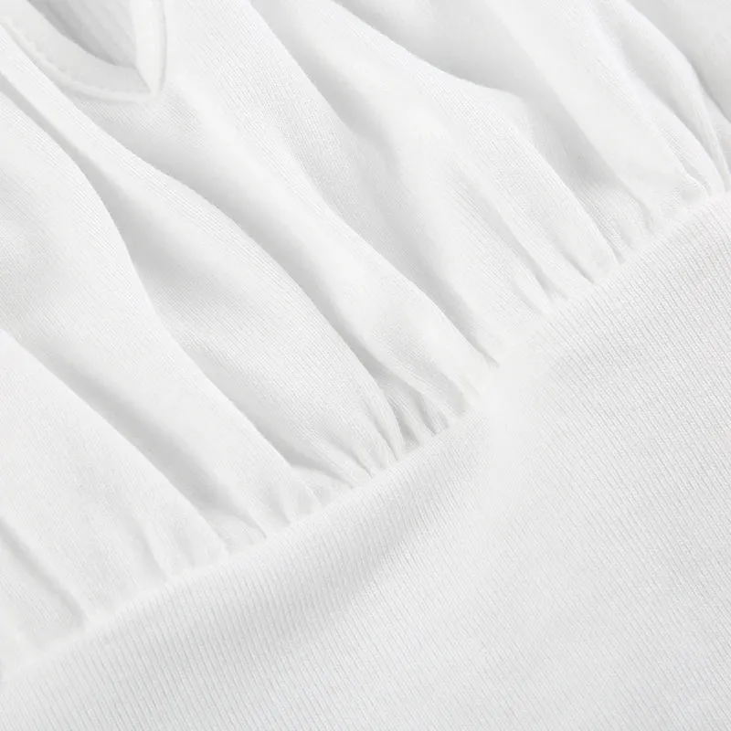 White Lace Patched Slim Sweet Top