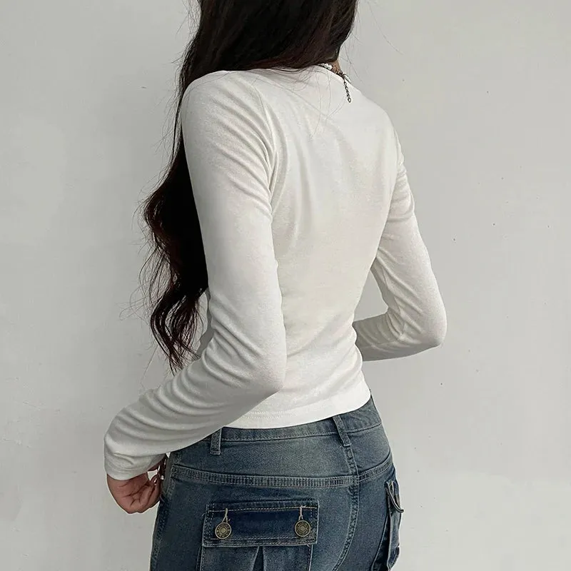 White Lace Patched Slim Sweet Top