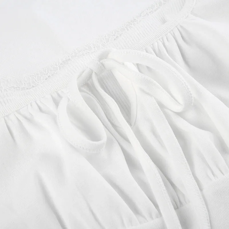White Lace Patched Slim Sweet Top