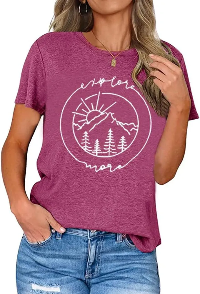 Women Hiking Mountain Tank Top Explore More Funny Graphic Shirts Adventure Workout Sleeveless Camping Tee
