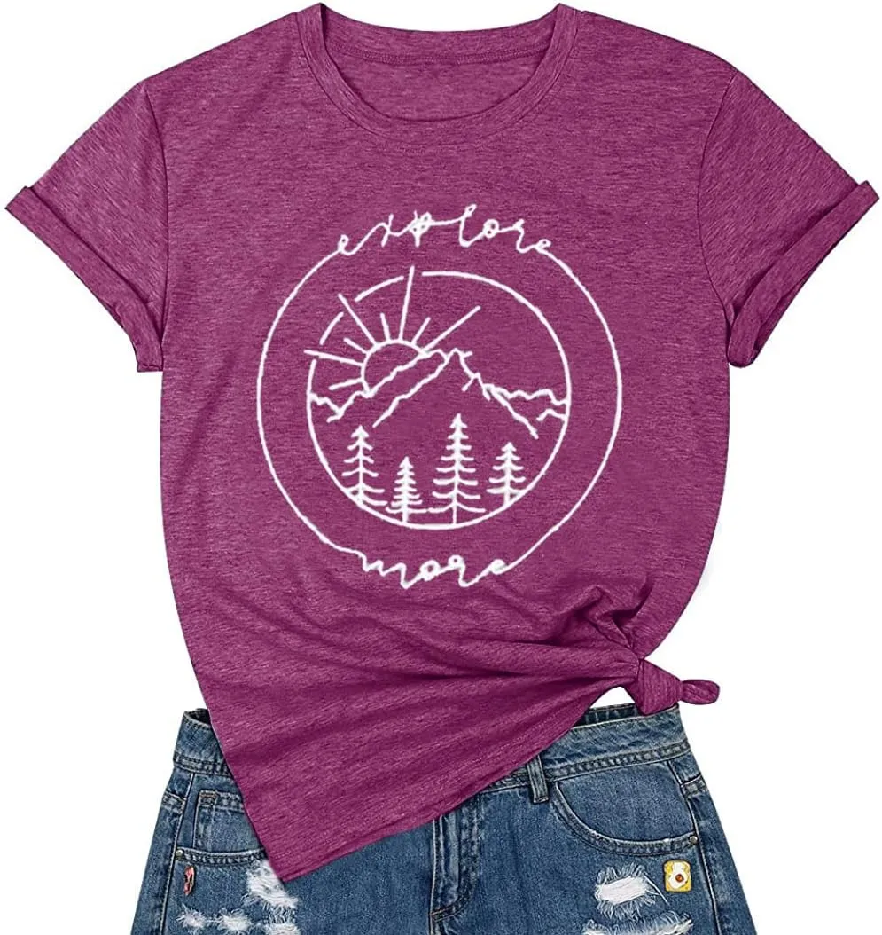 Women Hiking Mountain Tank Top Explore More Funny Graphic Shirts Adventure Workout Sleeveless Camping Tee