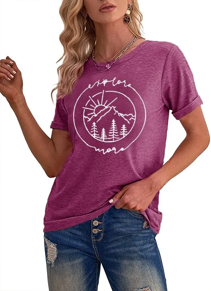 Women Hiking Mountain Tank Top Explore More Funny Graphic Shirts Adventure Workout Sleeveless Camping Tee
