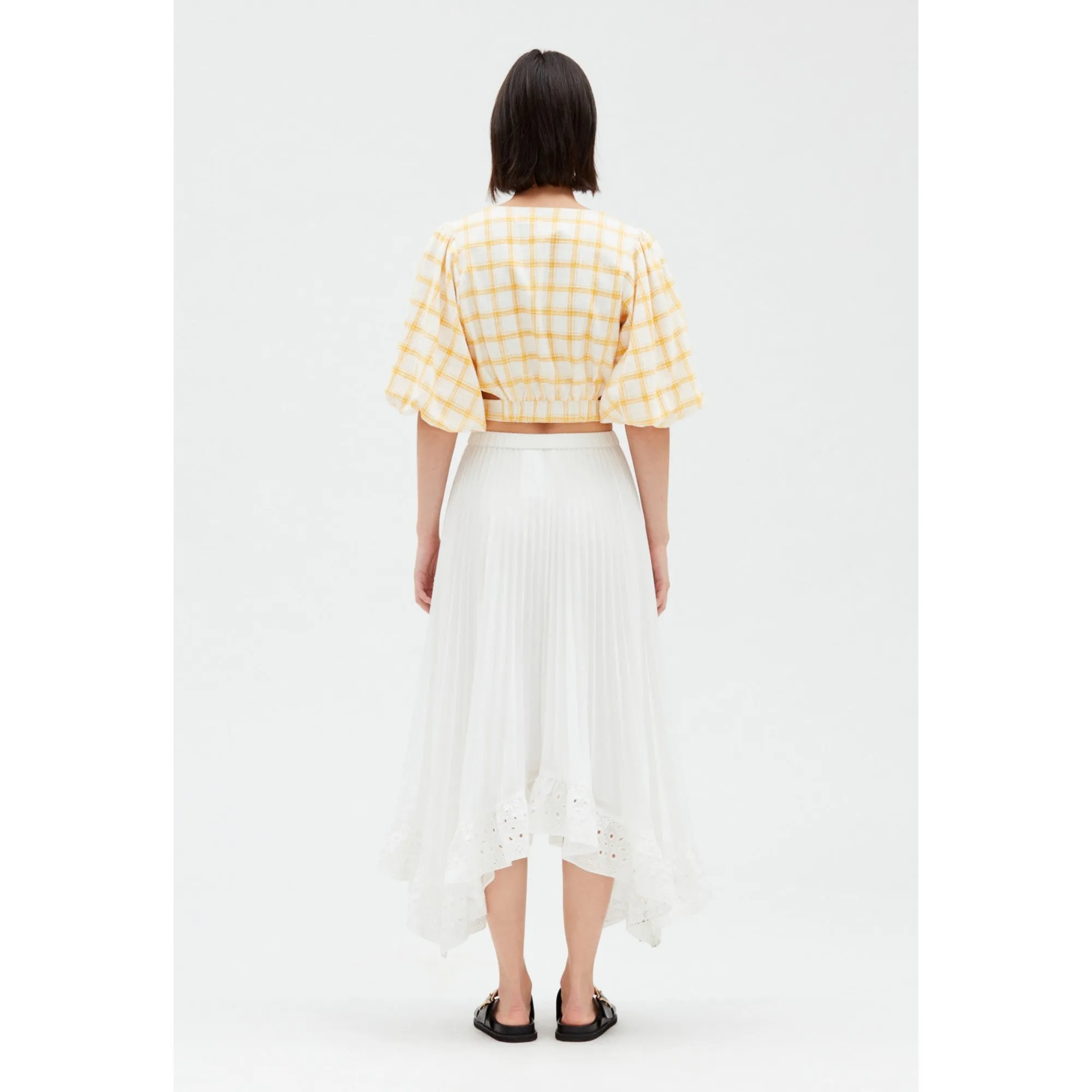 Women Off-White Pleated Mid-Length Skirt - Ecru