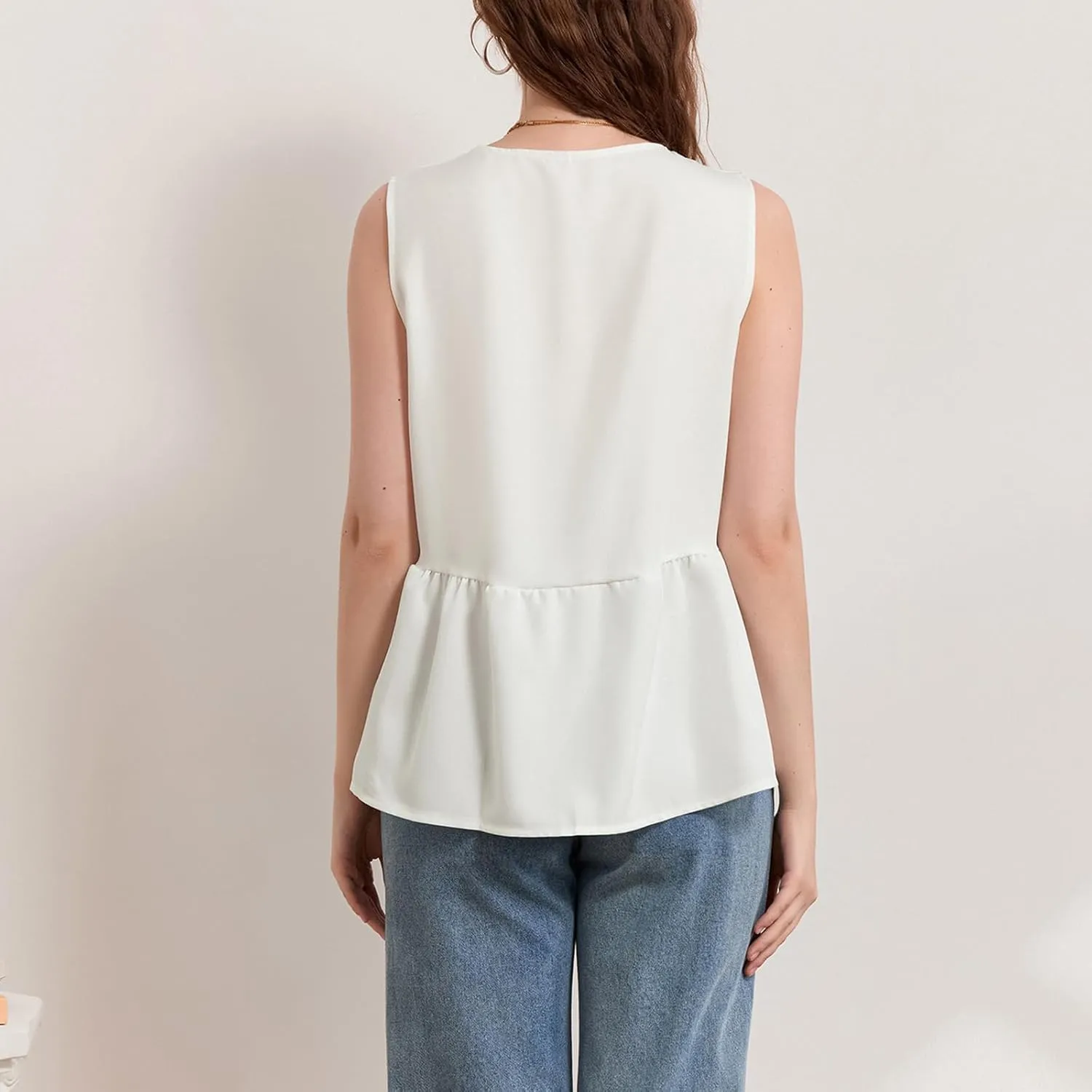 Women Striped Tie Front Top Y2k Sleeveless Bow Knot Ruffle Hem Peplum Vest Summer Cute Babydoll Going Out Top