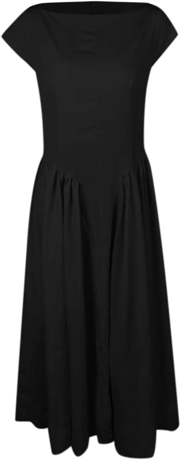 Women Summer Casual Dress Flowy Waist A-Line Midi Dress for Vacation Party Wedding Guest Formal Evening Gown