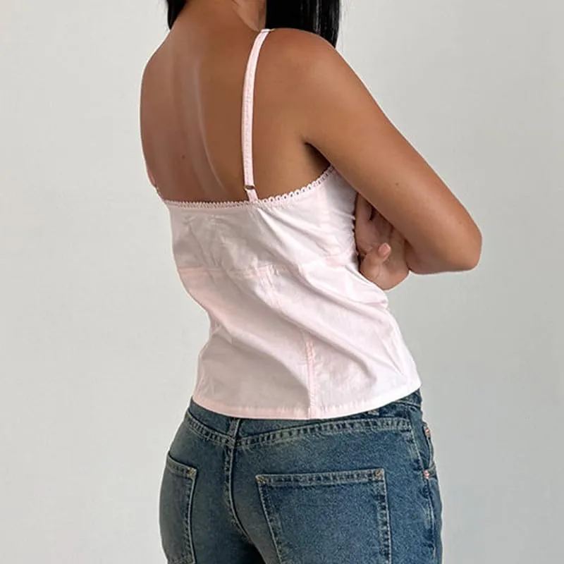 Women Y2k Babydoll Tank Tops Lace Trim V Neck Crop Cami Spaghetti Strap Peplum Top Summer Cute Aesthetic Flowy Shirts
