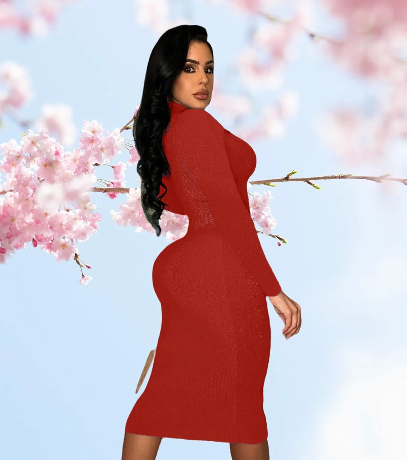 Women's Fashion Sexy Elegant Comfortable Fit Vital V-Neck Knitted Short Sleeve Dress