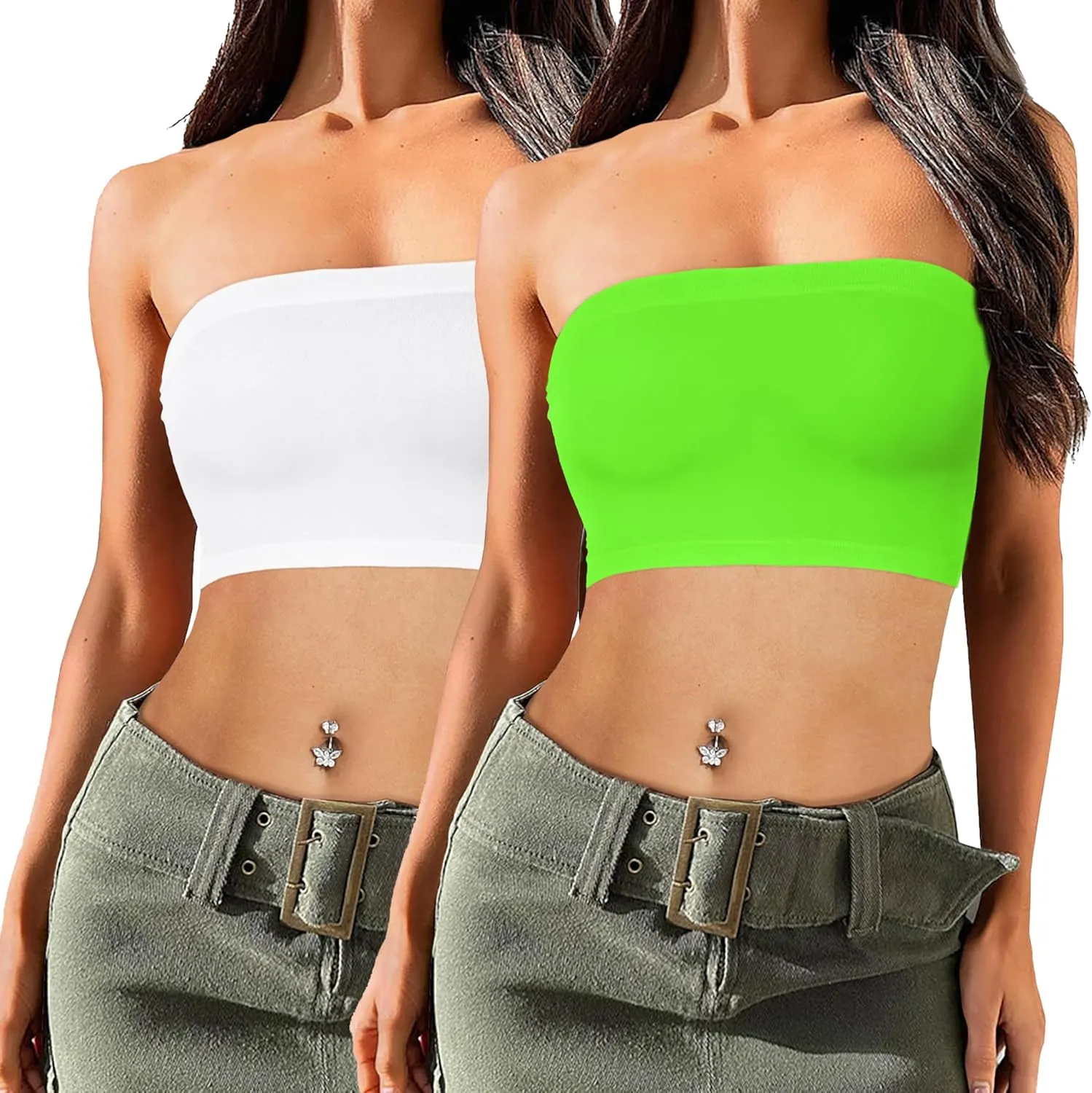 Womens Tube Tops Summer Bandeau Casual Crop Top Going Out Strapless Tank Basic Short Shirt
