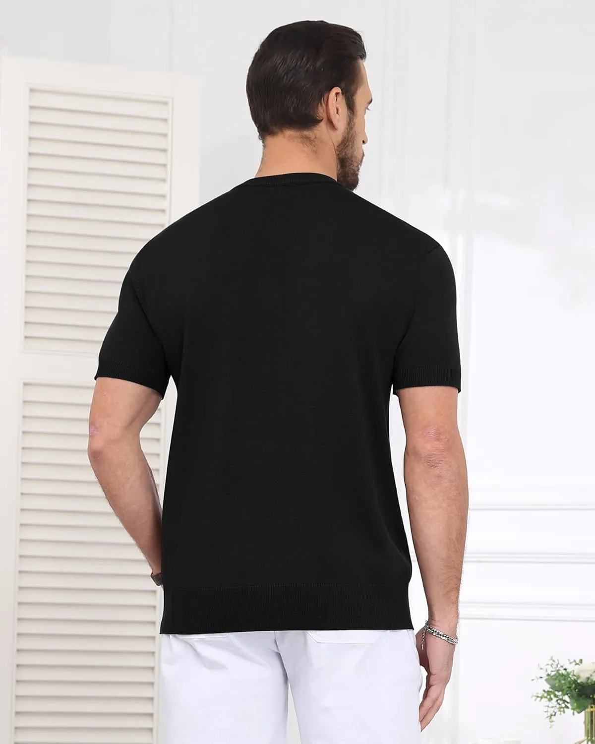 YTD Men's Knit Casual Button Down Shirts Short Sleeve Textured Summer Beach Shirts