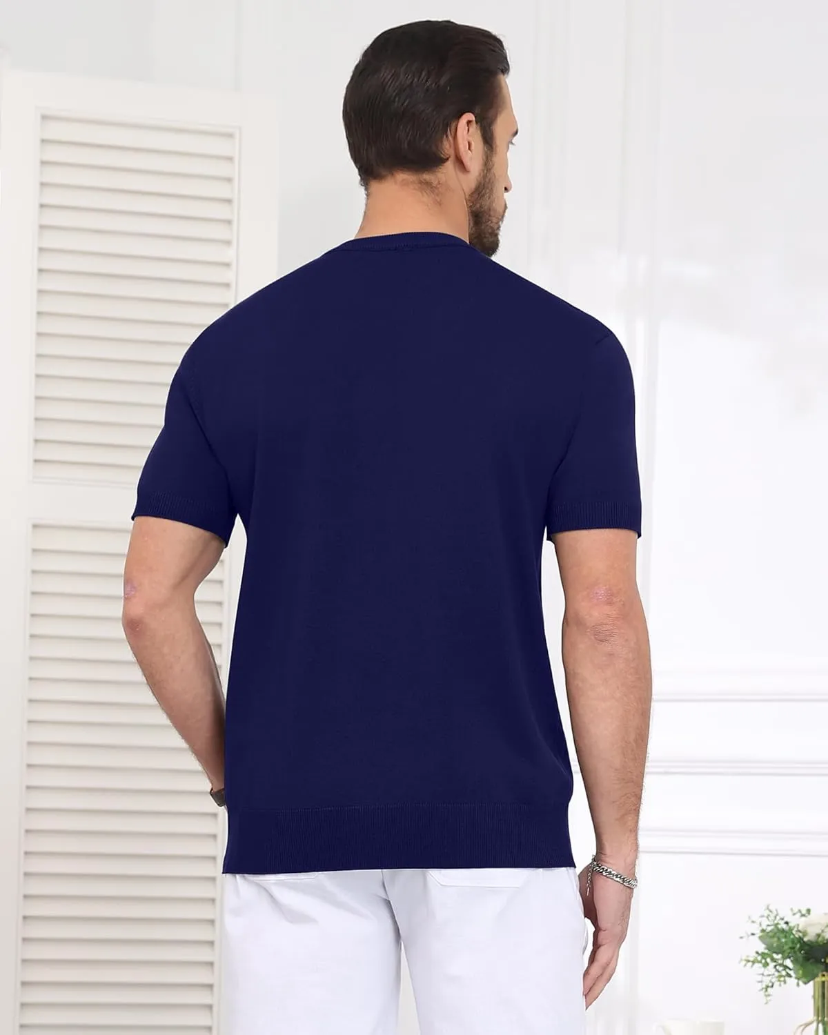 YTD Men's Knit Casual Button Down Shirts Short Sleeve Textured Summer Beach Shirts
