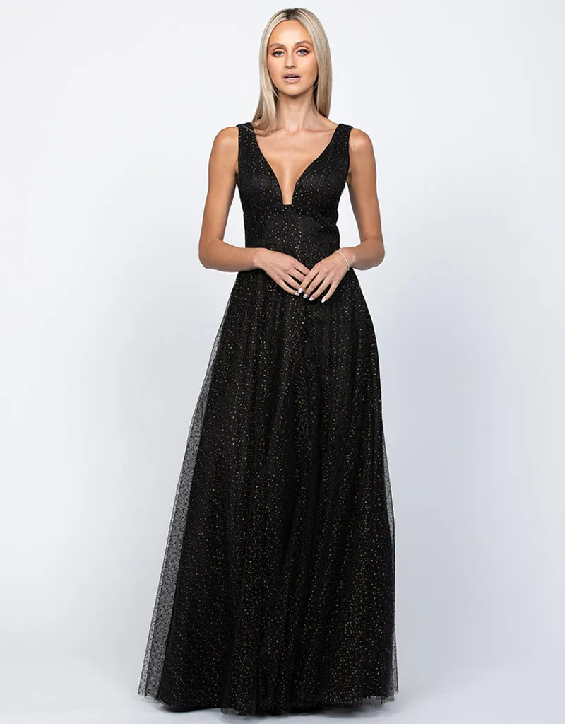 Zayna Plunge Neckline Ball Gown