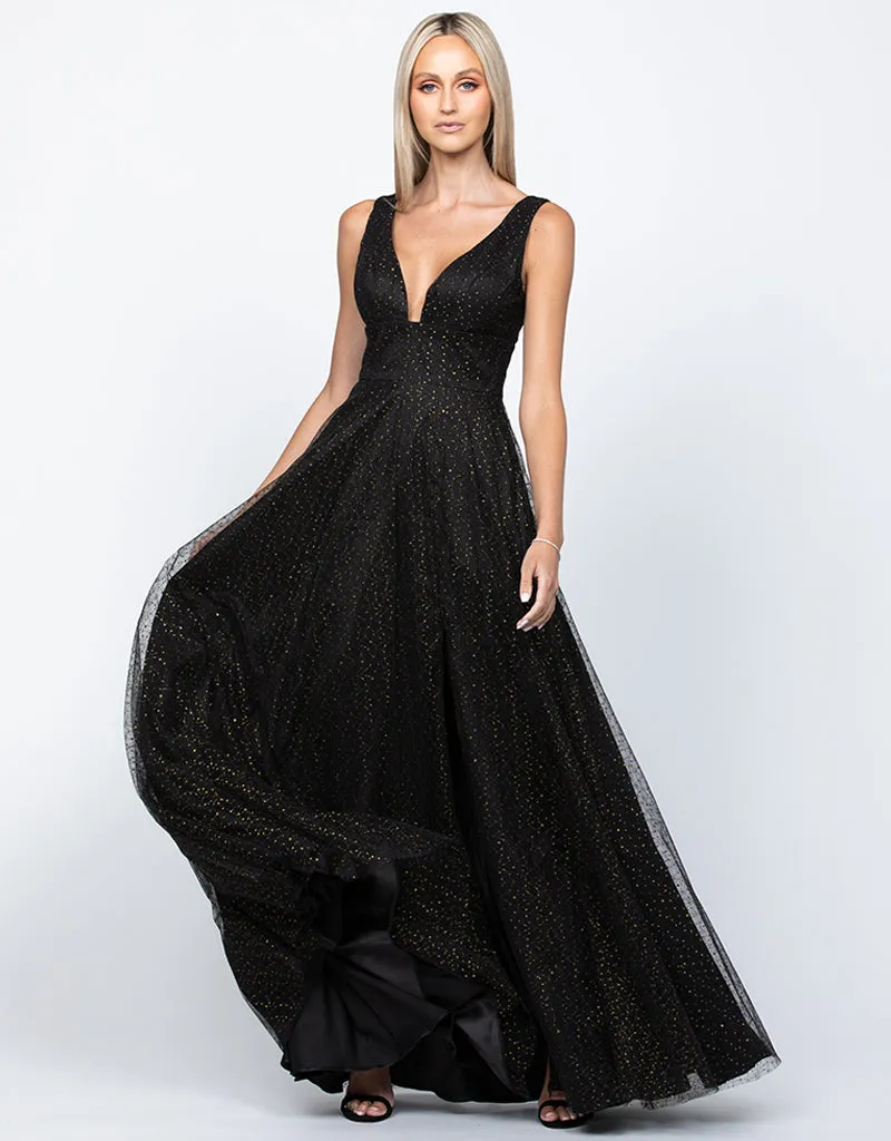 Zayna Plunge Neckline Ball Gown